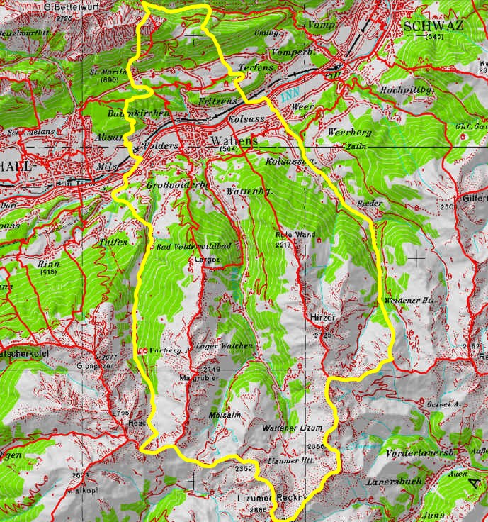 Einsatzgebiet der Ortsstelle Wattens und Umgebung